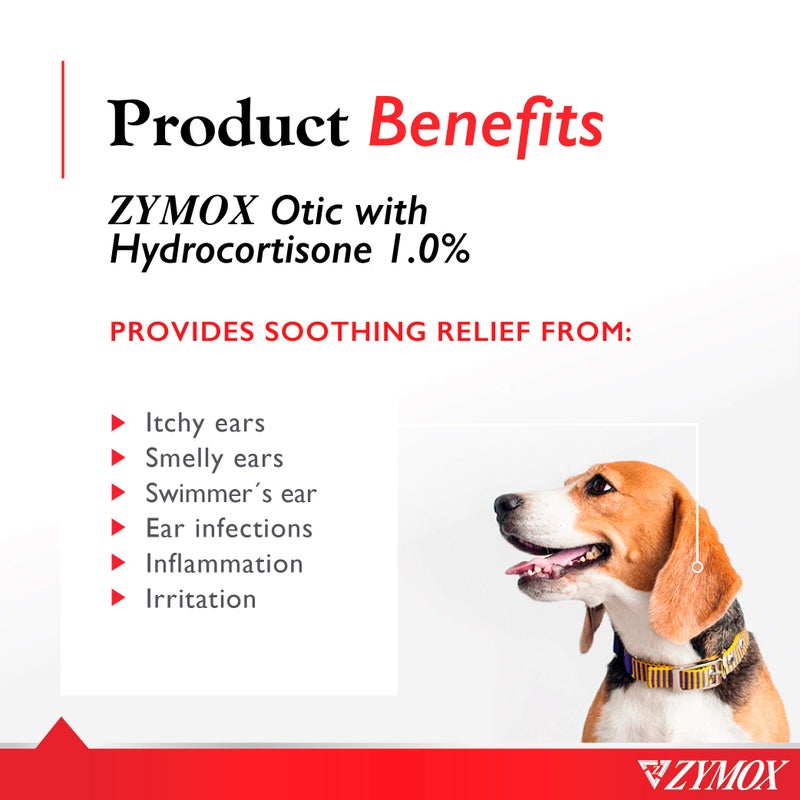 Zymox Otic Enzymatic Solution for Dogs and Cats to Soothe Ear Infections with 1% Hydrocortisone for Itch Relief, 4oz - Image 2