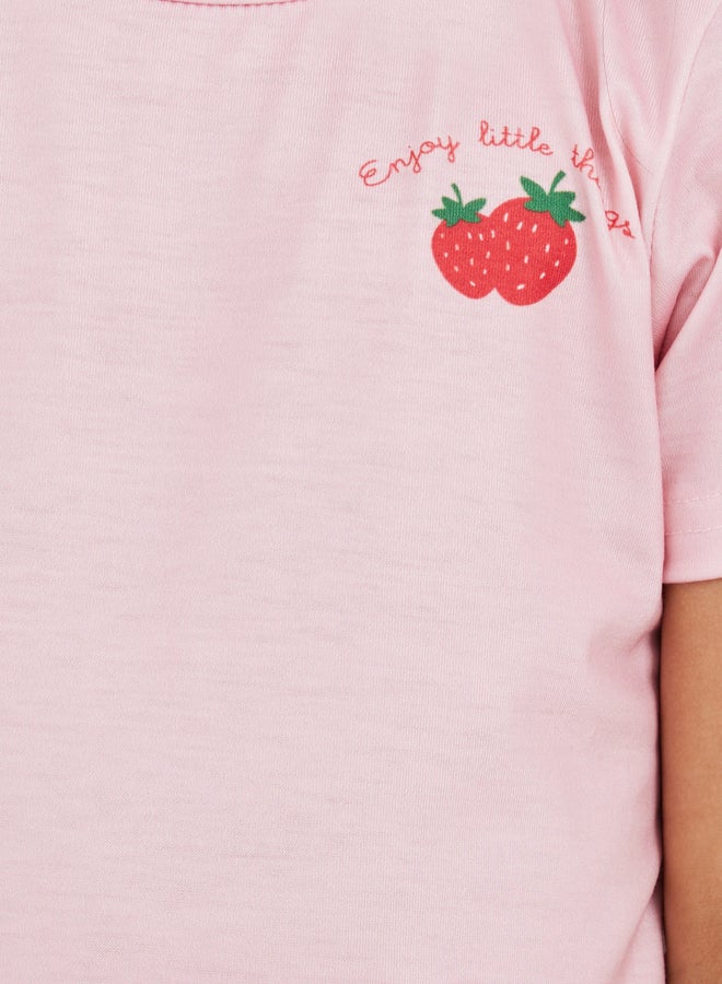 ستايلي طقم بيجامة تي شيرت بأكمام قصيرة وطبعة جرافيك - Image 3