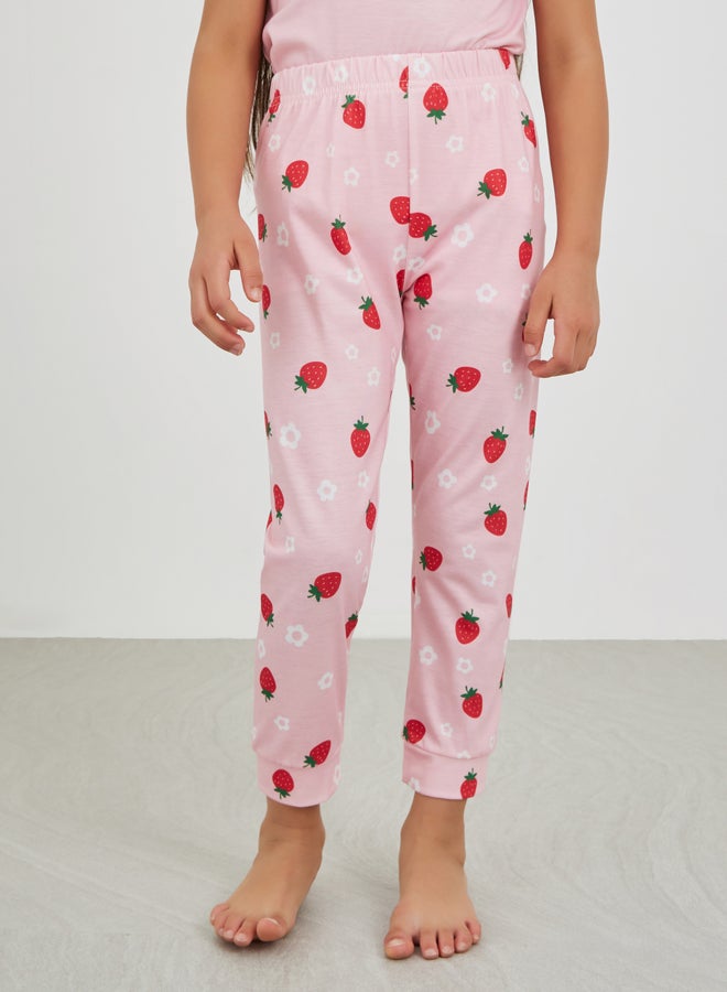 ستايلي طقم بيجامة تي شيرت بأكمام قصيرة وطبعة جرافيك - Image 5