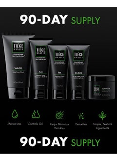 tiege hanley Tiege Hanley 90-Day Large Advanced Skin Care Routine for Men - Face Wash Kit for Fines Lines - Men's Skincare Set Includes Face Wash, Facial Scrub, Moisturizer, & Clay Mask  - Image 4