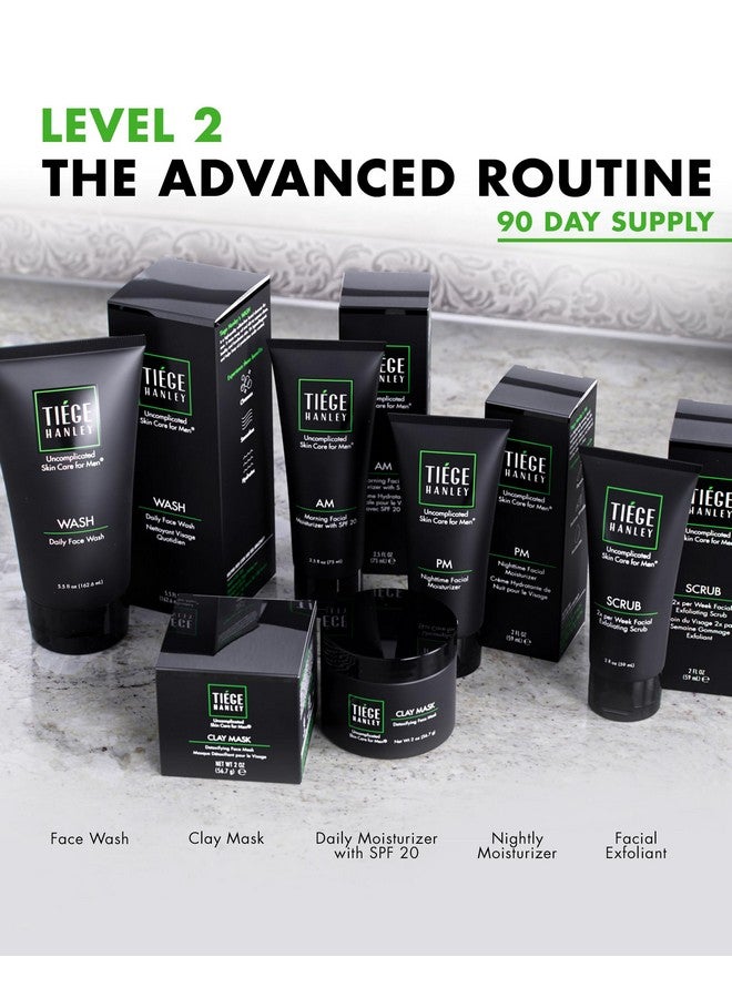Tiege Hanley 90-Day Large Advanced Skin Care Routine for Men - Face Wash Kit for Fines Lines - Men's Skincare Set Includes Face Wash, Facial Scrub, Moisturizer, & Clay Mask - Image 3
