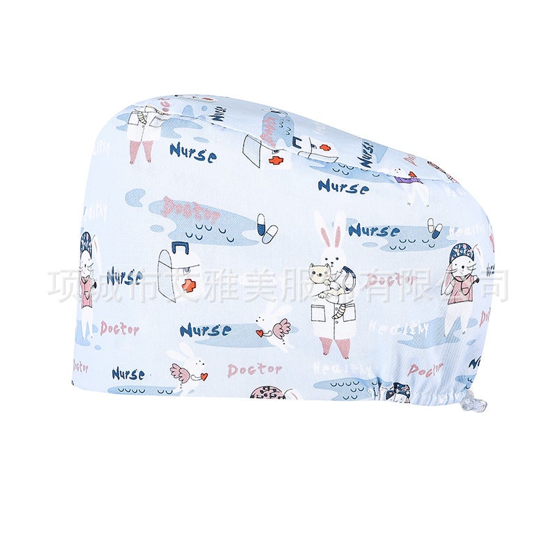 Surgical Cap Women'S Cotton Adjustable Breathable Cartoon Printed Pattern Operating Room Clinic Work Oral Dental Hat - Image 1