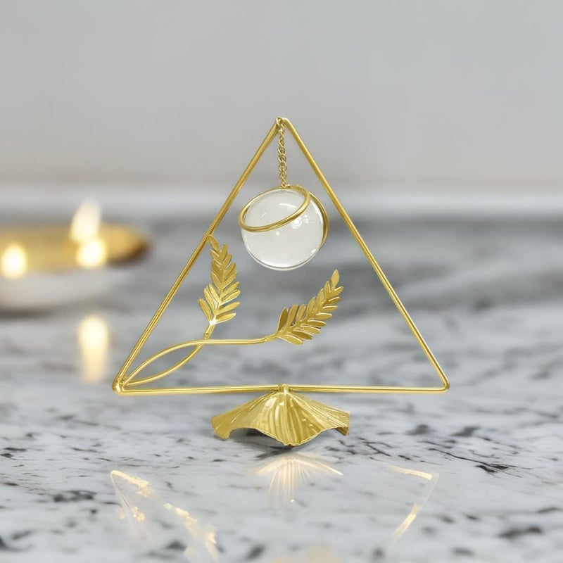 AJARVAR Crystal Ball Ornament Clear Crystal Ball with Gold Metal Stand Modern Simple Abstract Style Firm Frame Fortune Teller Crystal Ball with Stand for TV Cabinet SMH 13 - Image 1