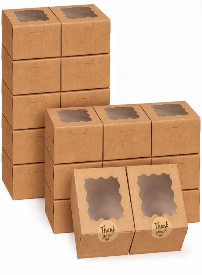Alpha Basics Pack of 25 (3X3X2inch) Brown Kraft Single Square Brownie Boxes for Bakery Pastry Packaging - Image 1