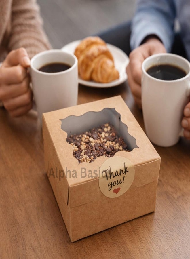Alpha Basics Pack of 25 (3X3X2inch) Brown Kraft Single Square Brownie Boxes for Bakery Pastry Packaging - Image 4