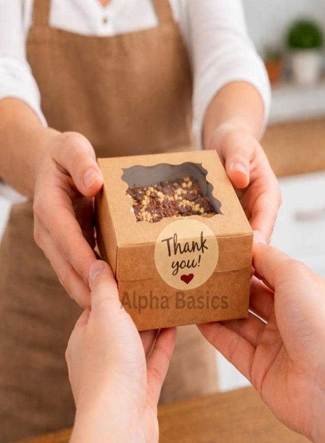 Alpha Basics Pack of 25 (3X3X2inch) Brown Kraft Single Square Brownie Boxes for Bakery Pastry Packaging - Image 3