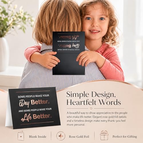 KAICN Black & Rose Gold Thank You Cards with Envelopes – 30 Pack 4x6 Inch Elegant Premium Foil Thank You Note Cards, Bulk Appreciation Cards for Business, Teacher, Wedding & Client Gifts - Image 2