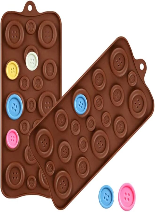 Spaceshoop Topaquatic 2 Pack 19-Cavity Button Shape Silicone Mold Chocolate, Candy and Gummy Mold Bakeware Set for Cake Decoration Mousse Dome Jelly Ice Cream Cupcake Baking Tool