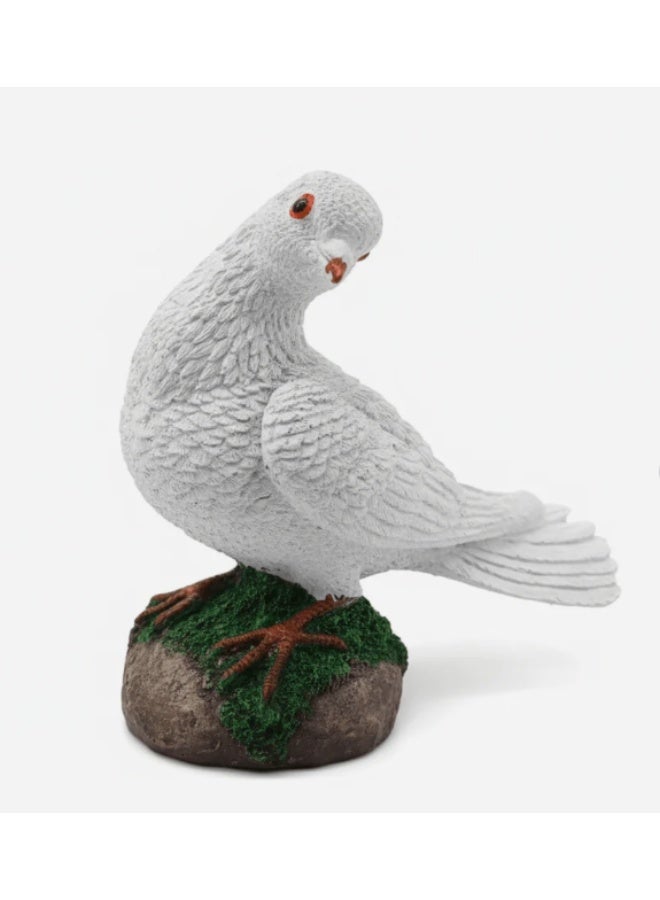 أي كي دي سي تمثال حمامة زخرفي من مادة البولي ريزين من AKDC - رمز السلام، قطعة فنية رائعة لتزيين المنزل والمكتب، أبيض، 19 سم - Image 1