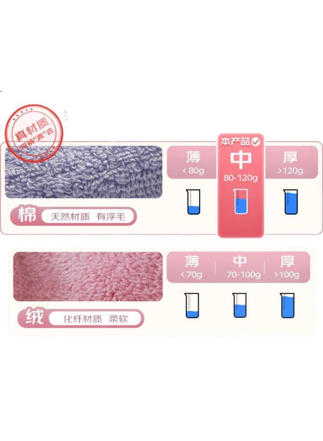 Uchino Cotton Soft Cloud Pure Cotton Weak Twist Yarn Face Towel For Children, 3-Pack (Pink + Purple + Blue-Green) - Image 2