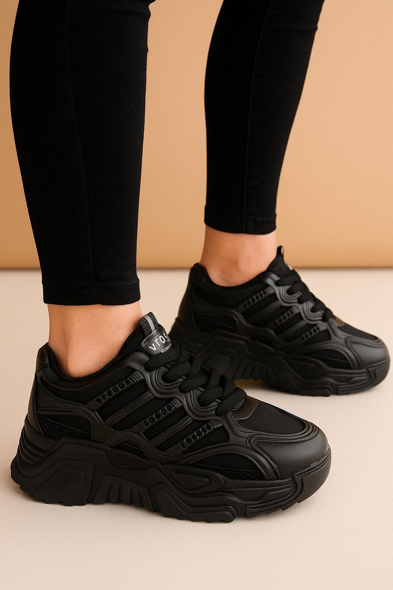 فيبراندا سنيكر نسائي عملي بنعل سميك L-674-اسود - Image 1