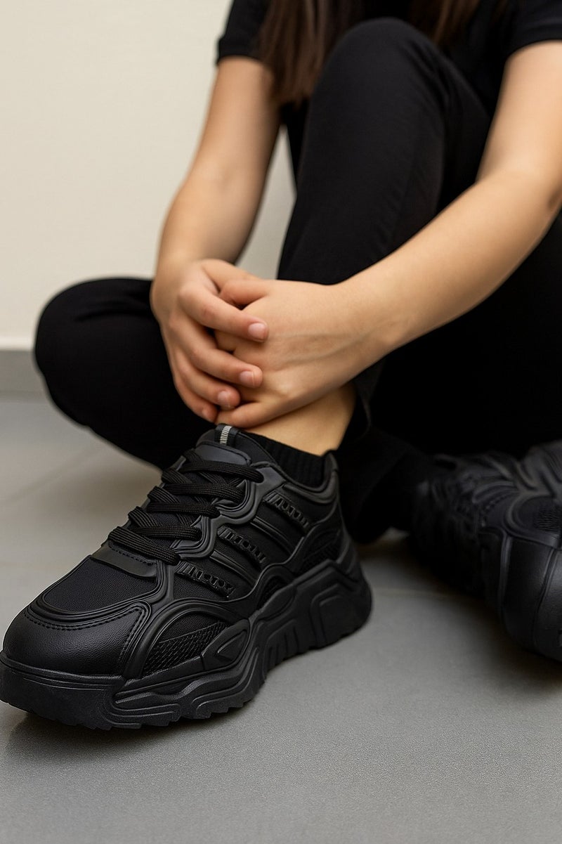 فيبراندا سنيكر نسائي عملي بنعل سميك L-674-اسود - Image 2