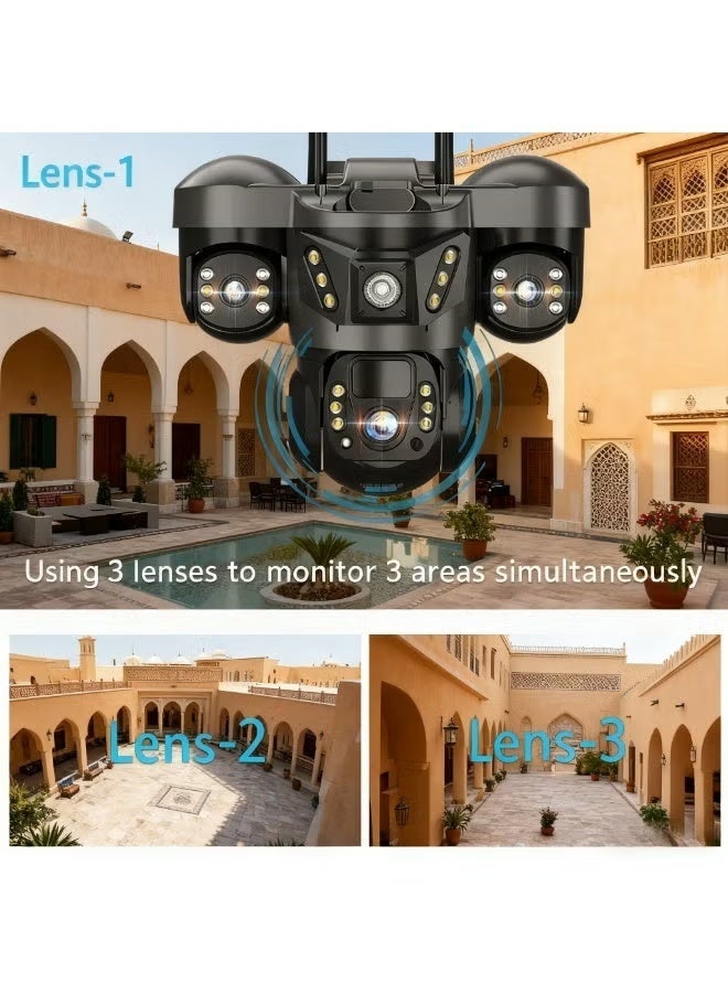 Red Leaf 4G Solar Security Camera, 360° Outdoor PTZ  4K HD Triple-Lens Wireless Panoramic Monitoring  2-Way Talk(128GB TF card) - Image 3