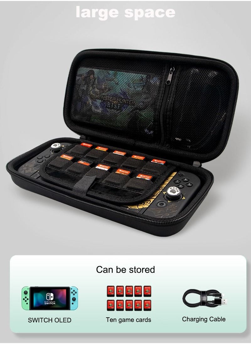 Lommyka - Carrying Case For Nintendo Switch OLED Big Joycon- Monster Hunter Rise Theme - Portable Travel Protective Hard Storage Bag Soft Lining With 10 Game Card Slots For Switch OLED & Accessories - Image 1