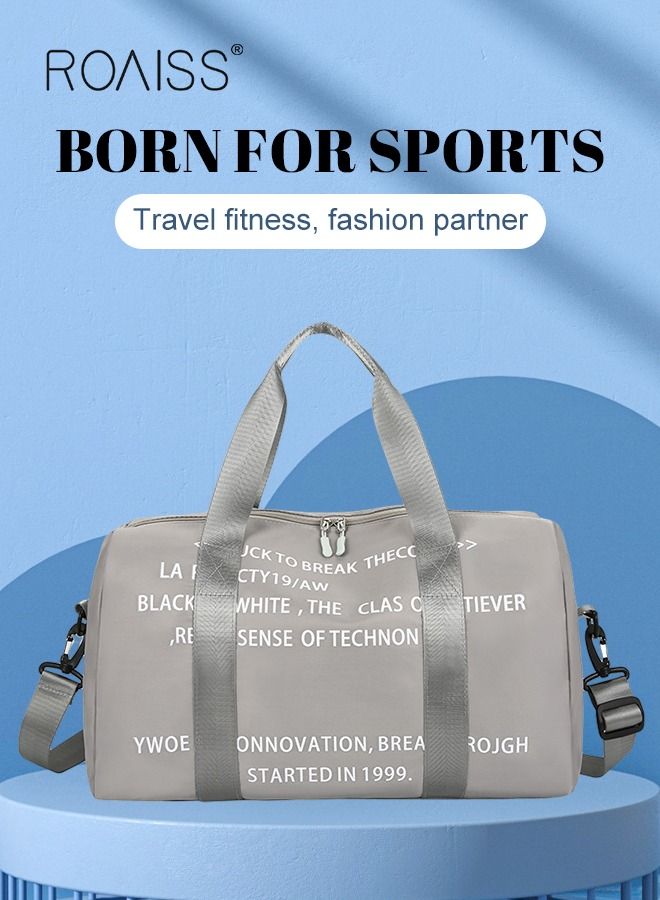roaiss Unisex Gym Duffel Bag Printing Lightweight Waterproof Multipurpose Large Capacity Outdoor Luggage Handbag for Fitness Sports Swimming Travel Crossbody Luggage Bag Yoga Bag Grey  - Image 1