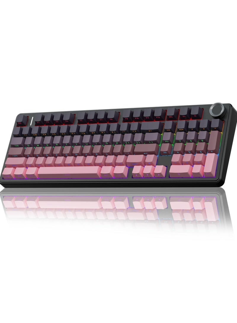 AULA F99 Pro Wireless Mechanical Keyboard with Knob,Tri-Mode BT5.0/USB-C/2.4GHz Hot Swappable Keyboard,Pre-lubed Switches,RGB Backlit PBT Keycaps Computer Gaming Keyboards - Image 1