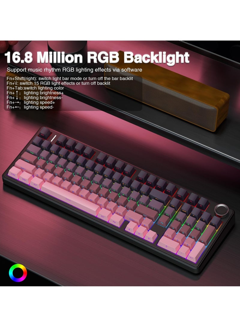 AULA F99 Pro Wireless Mechanical Keyboard with Knob,Tri-Mode BT5.0/USB-C/2.4GHz Hot Swappable Keyboard,Pre-lubed Switches,RGB Backlit PBT Keycaps Computer Gaming Keyboards - Image 4