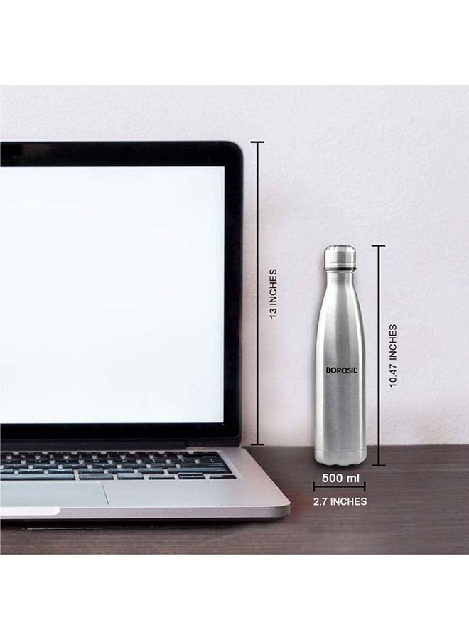 Borosil Vacuum Insulated Copper Coated Inner Bolt Water Bottle, Sports Bottle, Yoga Bottle, Outdoor, Portableleak Proof, Reusable Water Bottle Stainless Steel, 500 Ml, Isfgbo0500S - Image 3