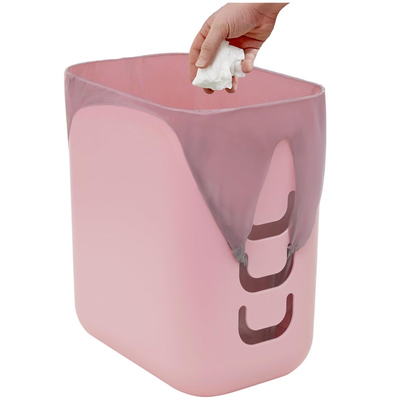 STORi Luup Bathroom Wastebasket Secure Grocery Bags Plastic Garbage Container for Vanity Laundry Room Kitchen Office 25 Gallon Pink Made in USA