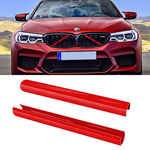 Jaronx Compatible with BMW Grill Inserts Trims for 1 2 3 4 5 6 7 Series, F20 F22 F30 F32 G30 G32 G11 G12, Compatible with BMW V Brace Wrap Covers Red Grill Stripes (Red) - Image 1