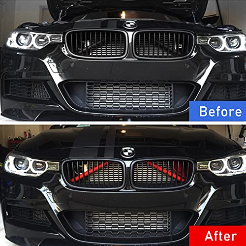 Jaronx Compatible with BMW Grill Inserts Trims for 1 2 3 4 5 6 7 Series, F20 F22 F30 F32 G30 G32 G11 G12, Compatible with BMW V Brace Wrap Covers Red Grill Stripes (Red) - Image 2