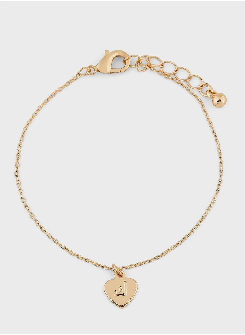 Khizana Arabic Initial "K" Charm Bracelet