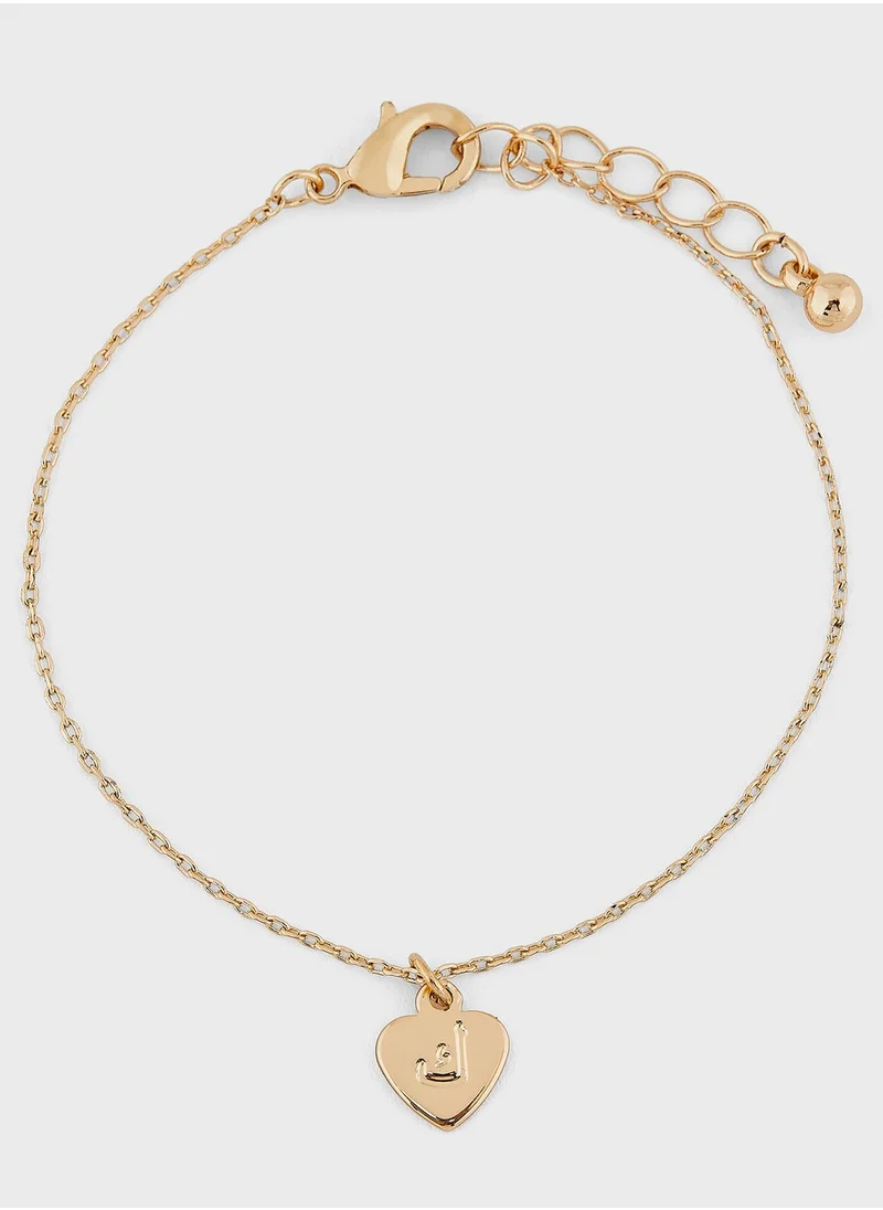 Khizana Arabic Initial "K" Charm Bracelet