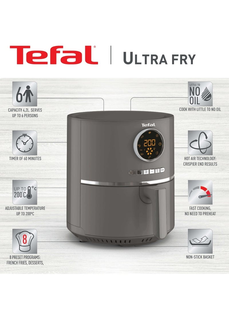 Tefal Ultra Fry Digital Air Fryer, 4.2 Liters, 1600W, Grey - EY111BTR 4.2 L 1600 W EY111BTR grey - Image 5