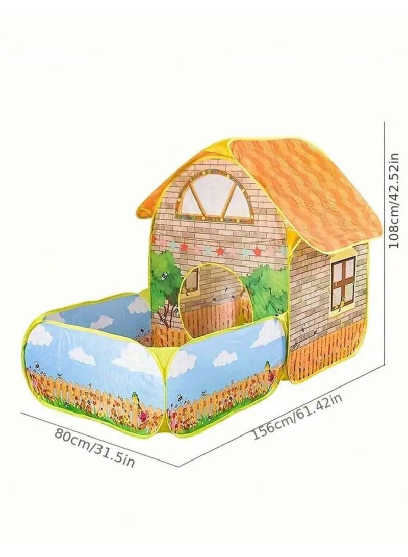 Children's play tent with a country house design | Foldable toy for boys and girls | Safe and portable. - Image 4