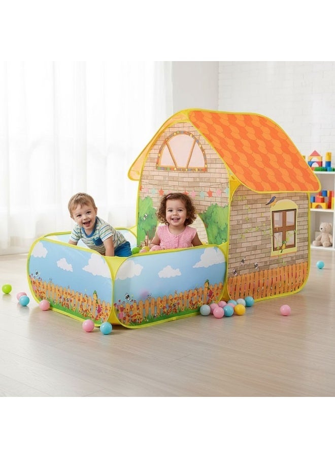 Children's play tent with a country house design | Foldable toy for boys and girls | Safe and portable. - Image 1