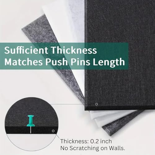 Royalkart® 6Pcs Rectangle Felt Bulletin Board Tiles for Wall – Black Self-Stick Notice Board with 30 Push Pins | Pin Board for Office, Study, Home Decor, Kids Room (30x21cm) - Image 4