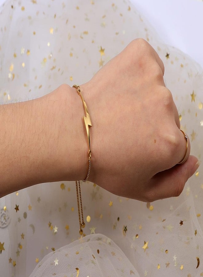 MANZHEN 3 Colors Simple Charm Lightning Bolt Adjustable Bracelet Weather Jewelry (gold) - Image 2