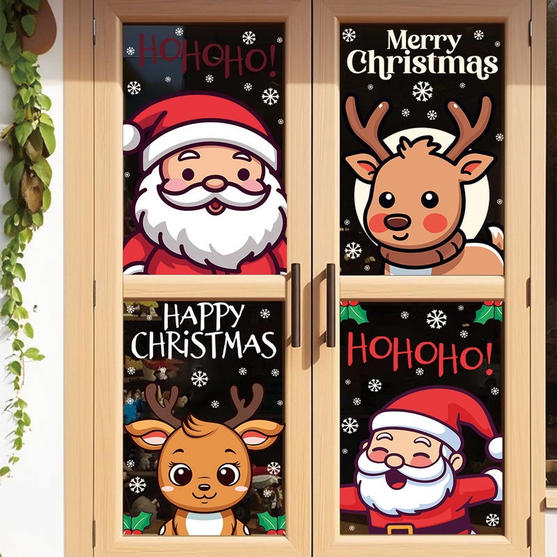 2026 New Year'S Day Christmas Santa Claus Snowman Window Glass Decoration Arrangement Electrostatic Transparent Window Decoration Wall Sticker - Image 2