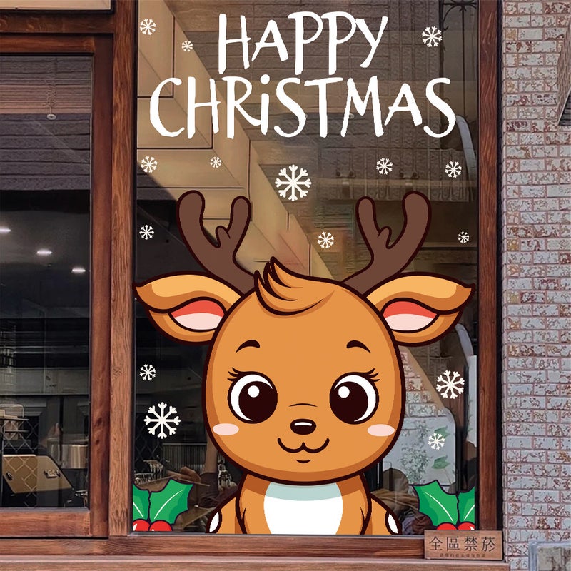 2026 New Year'S Day Christmas Santa Claus Snowman Window Glass Decoration Arrangement Electrostatic Transparent Window Decoration Wall Sticker - Image 3