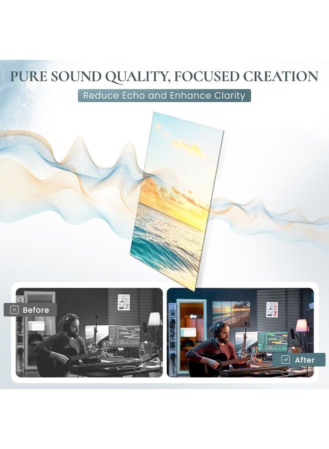 AUSLET 8 Pack Decorative Sound Absorbing Panels, Sound Absorbing Wall Art, 48X32 Inches Acoustic Wall Art for Decoration, Art Acoustic Panels, Acoustic Treatment, Adhesive Included, Sunrise Beach - Image 3