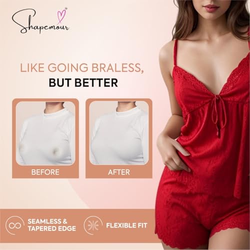 SHAPEMOUR Non-Adhesive Silicone Nipple Covers for Women, Medical Grade and Skin Friendly Invisible Nipple Pasties I Self-Adhesive and Reusable Upto 50 Times | Up to 12 Hrs Sticking Capacity (10cm) - Image 3
