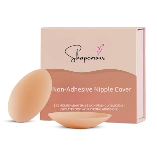 SHAPEMOUR Non-Adhesive Silicone Nipple Covers for Women, Medical Grade and Skin Friendly Invisible Nipple Pasties I Self-Adhesive and Reusable Upto 50 Times | Up to 12 Hrs Sticking Capacity (10cm) - Image 1
