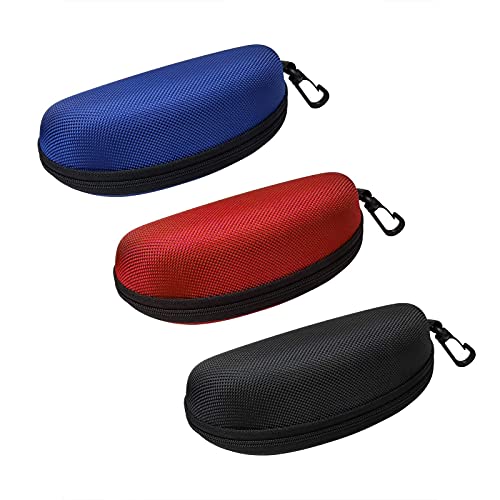 HSYMQ 3 Pack Sunglasses Case, Eyeglasses Case for Men and Women, Portable Zipper Protect Case with Clip, Fit for Safety Glasses Safety Goggles 3D Glasses and Reading Glasses - Image 2