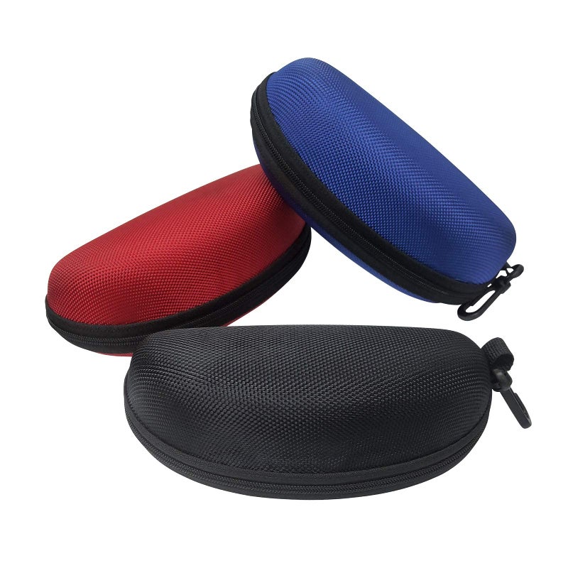 HSYMQ 3 Pack Sunglasses Case, Eyeglasses Case for Men and Women, Portable Zipper Protect Case with Clip, Fit for Safety Glasses Safety Goggles 3D Glasses and Reading Glasses - Image 5