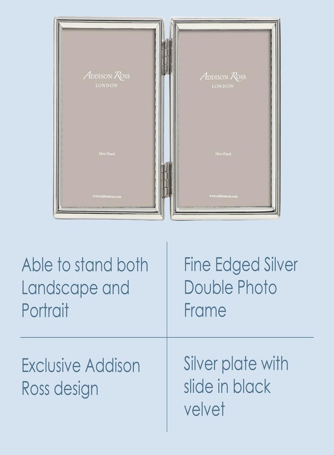 Addison Ross, Essentials Photo Frame, Silver Plate Double, 2 x 3 Inches - Image 2
