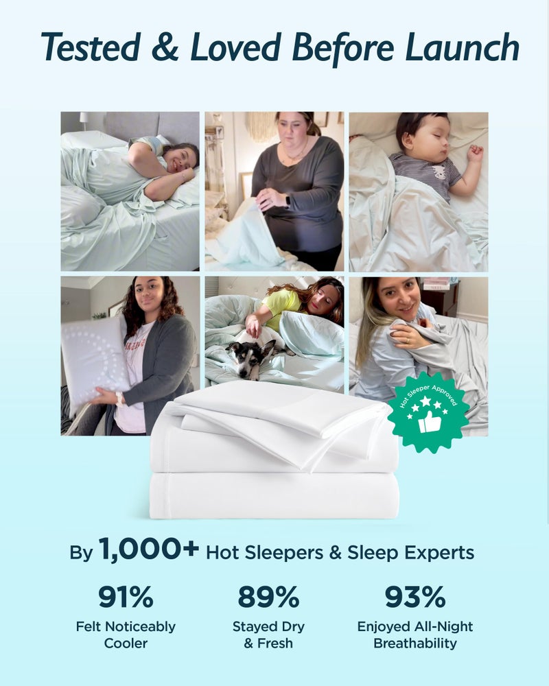Breescape Cooling Sheet Set King Size - BlendTek™ Dry & Cool Technology for Hot Sleepers and Night Sweats, Q-Max>0.46 Tech, Deep Pocket Up to 18", 360° Elastic Band, Snow White - Image 5