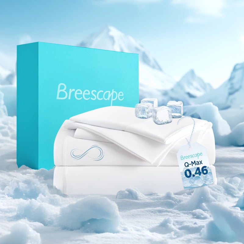 Breescape Cooling Sheet Set King Size - BlendTek™ Dry & Cool Technology for Hot Sleepers and Night Sweats, Q-Max>0.46 Tech, Deep Pocket Up to 18", 360° Elastic Band, Snow White - Image 4