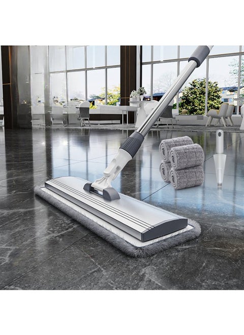 Large Aluminum Alloy Flat Mop 50 cm with 4 Clothes and 1 Brush