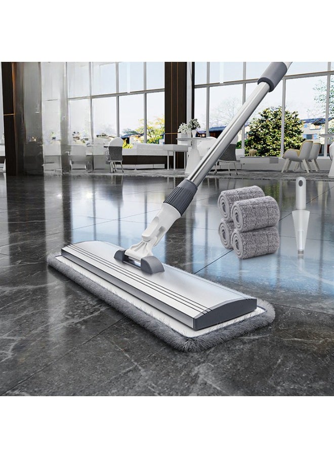 Large Aluminum Alloy Flat Mop 50 cm with 4 Clothes and 1 Brush
