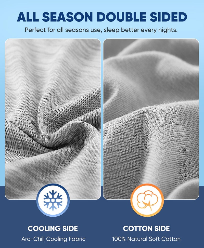 LUXEAR Cooling Pillow Cases, 2 Pack Arc-Chill Cool Pillowcases with Double-Side Design [Cooling & Cotton Fiber], Anti-Static, Skin-Friendly, Machine Washable Hidden Zipper Pillow Cases (20x26'')-Gray - Image 5
