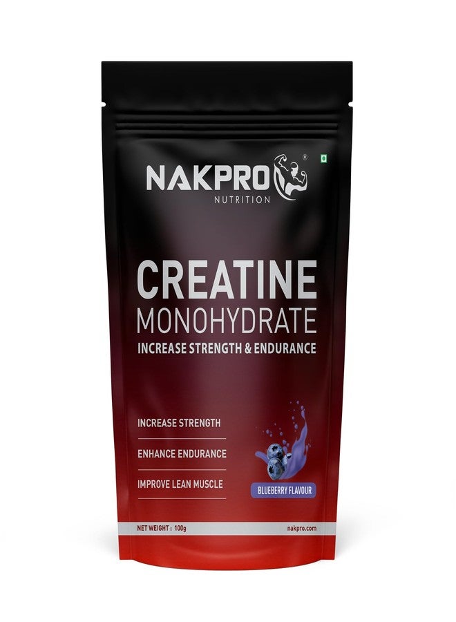 NAKPRO NUTRITION Micronised Creatine Monohydrate | 100g (25 Servings) | Blueberry | Trustified Certified | Rapid Absorption Pre/Post Workout - Image 1