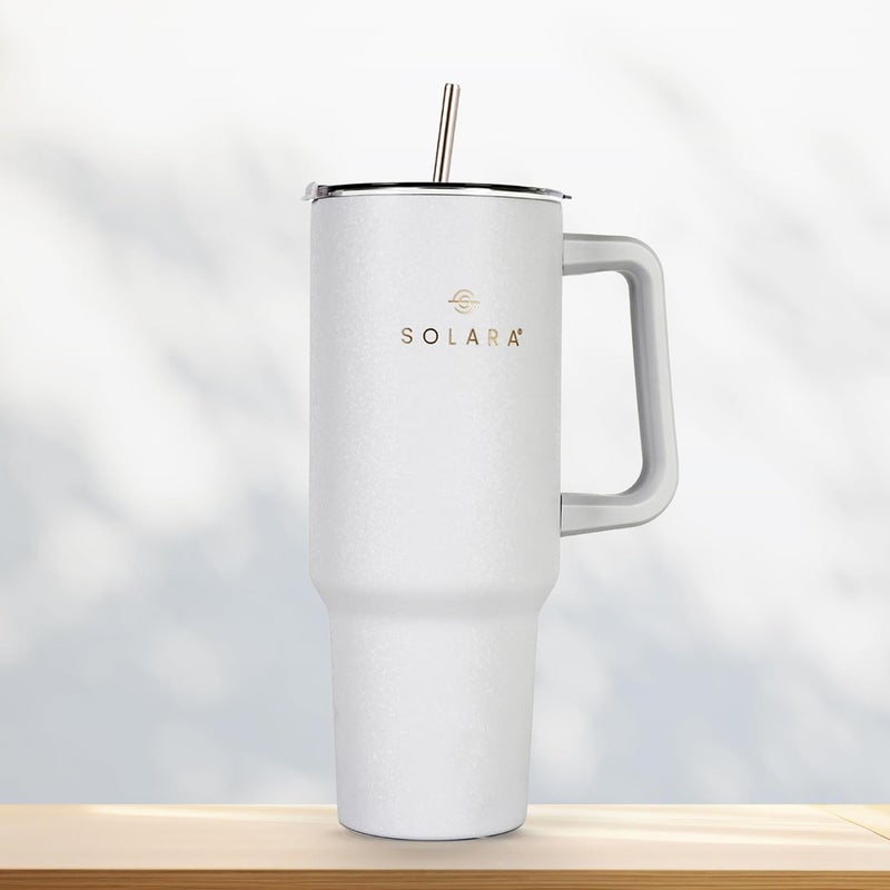 SOLARA Elixir 40oz Tumbler for Hot and Cold, 1200ml Insulated Tumbler with Lid, Stainless Steel Tumbler with Straw, Travel Tumbler, Coffee Mug for Office, Home, 1200ml, 40oz, Frosty - Image 1