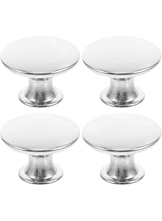 Silver Round Cabinet Drawer Pull Knobs 4 Pack Metal Wardrobe Handles for Kitchen Bathroom Furniture - Image 1