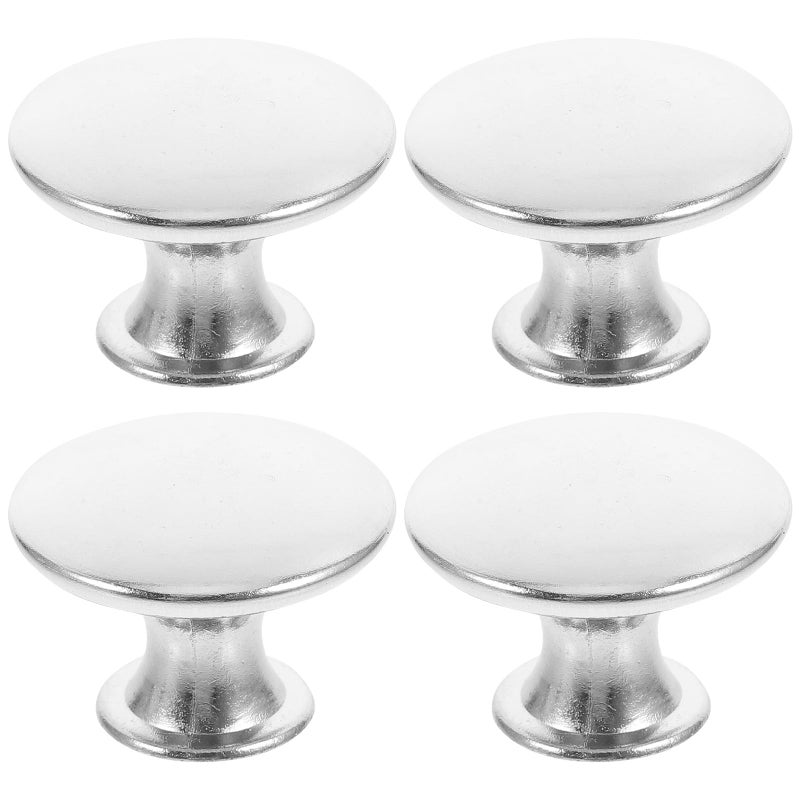 Silver Round Cabinet Drawer Pull Knobs 4 Pack Metal Wardrobe Handles for Kitchen Bathroom Furniture - Image 2