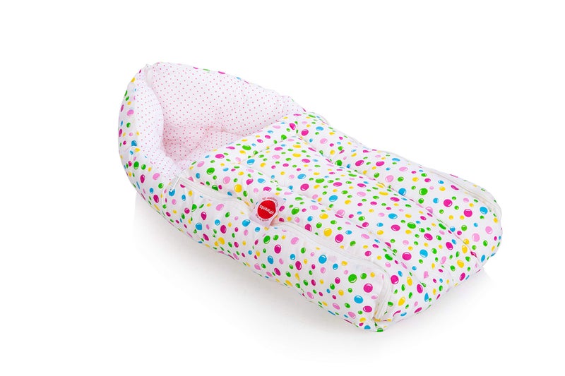 VParents Baby Sleeping Bag Cum Carrying Bag, Portable Bassinet, Unisex Baby Sleeping Bed, Carrying Nest, Cotton, 0-6 Months Bluebell (Pink)110216 - Image 1